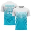 Light Blue Black Geometric Shapes Sublimation Soccer Uniform Jersey, Custom Team Soccer Jersey Shirt