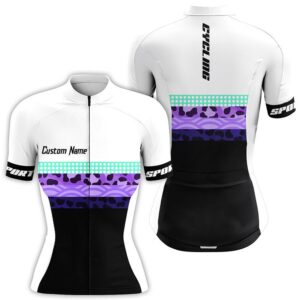 Leopard Cycling Jersey Womens Short Sleeve Biking&hellip;