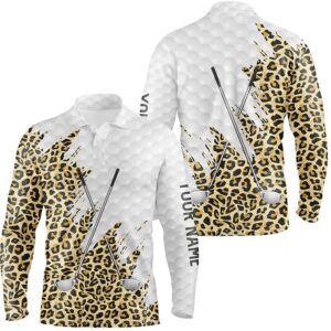 Leopard Skin Pattern Custom Name White Men s Team Golf Tops For Men Golf Polo Shirt Golf Shirts 2 dsmml3.jpg