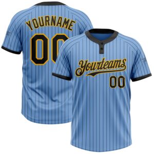 Light Blue Black Pinstripe Gold Two Button&hellip;