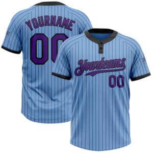 Light Blue Black Pinstripe Purple Two Button&hellip;