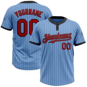 Light Blue Black Pinstripe Red Two Button&hellip;
