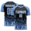 Light Blue Black White Arrow Shapes Sublimation Soccer Uniform Jersey, Custom Team Soccer Jersey Shirt