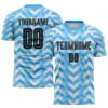 Light Blue Black White Lines Sublimation Soccer Uniform Jersey, Custom Team Soccer Jersey Shirt