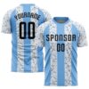 Light Blue Black White Wavy Lines Sublimation Soccer Uniform Jersey, Custom Team Soccer Jersey Shirt