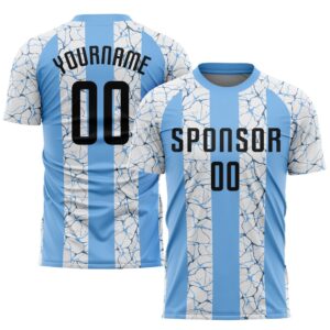 Light Blue Black White Sublimation Soccer Uniform&hellip;
