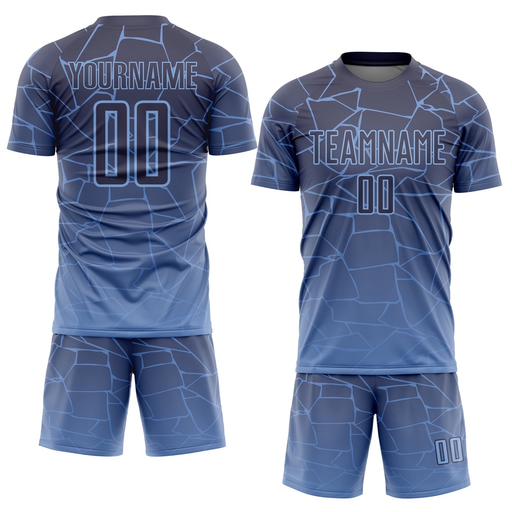 Light Blue Gray Lines Sublimation Soccer Uniform Jersey, Custom Team Soccer Jersey Shirt