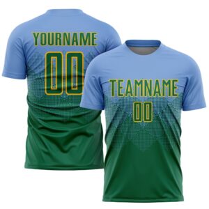 Light Blue Kelly Green Gold Sublimation Soccer&hellip;