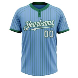 Light Blue Kelly Green Pinstripe White Two Button Unisex Softball Jersey Custom Team Softball Jersey 2 fwsjol.jpg