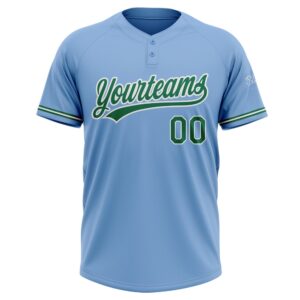 Light Blue Kelly Green White Two Button Unisex Softball Jersey Custom Team Softball Jersey 2 qbouou.jpg
