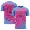Light Blue Pink Black Sublimation Long Sleeve Fade Fashion Soccer Uniform Jersey, Custom Team Soccer Jersey Shirt