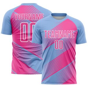 Light Blue Pink White Line Sublimation Soccer&hellip;