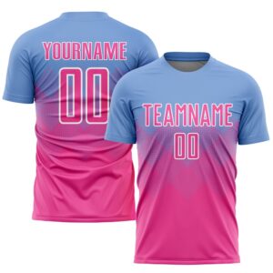 Light Blue Pink White Sublimation Soccer Uniform&hellip;