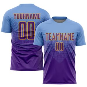 Light Blue Purple Gold Sublimation Soccer Uniform&hellip;