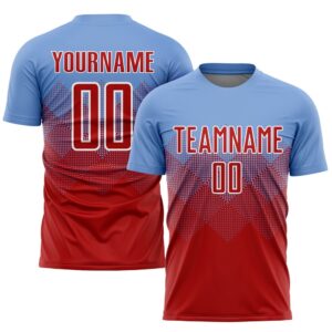 Light Blue Red White Sublimation Soccer Uniform&hellip;