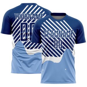 Light Blue Royal White Lines Sublimation Soccer&hellip;