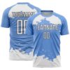 Light Blue White Black Sublimation Long Sleeve Fade Fashion Soccer Uniform Jersey, Custom Team Soccer Jersey Shirt