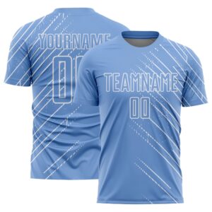 Light Blue White Lines Sublimation Soccer Uniform&hellip;