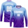 Light Blue White Red Sublimation Long Sleeve Fade Fashion Soccer Uniform Jersey, Custom Team Soccer Jersey Shirt