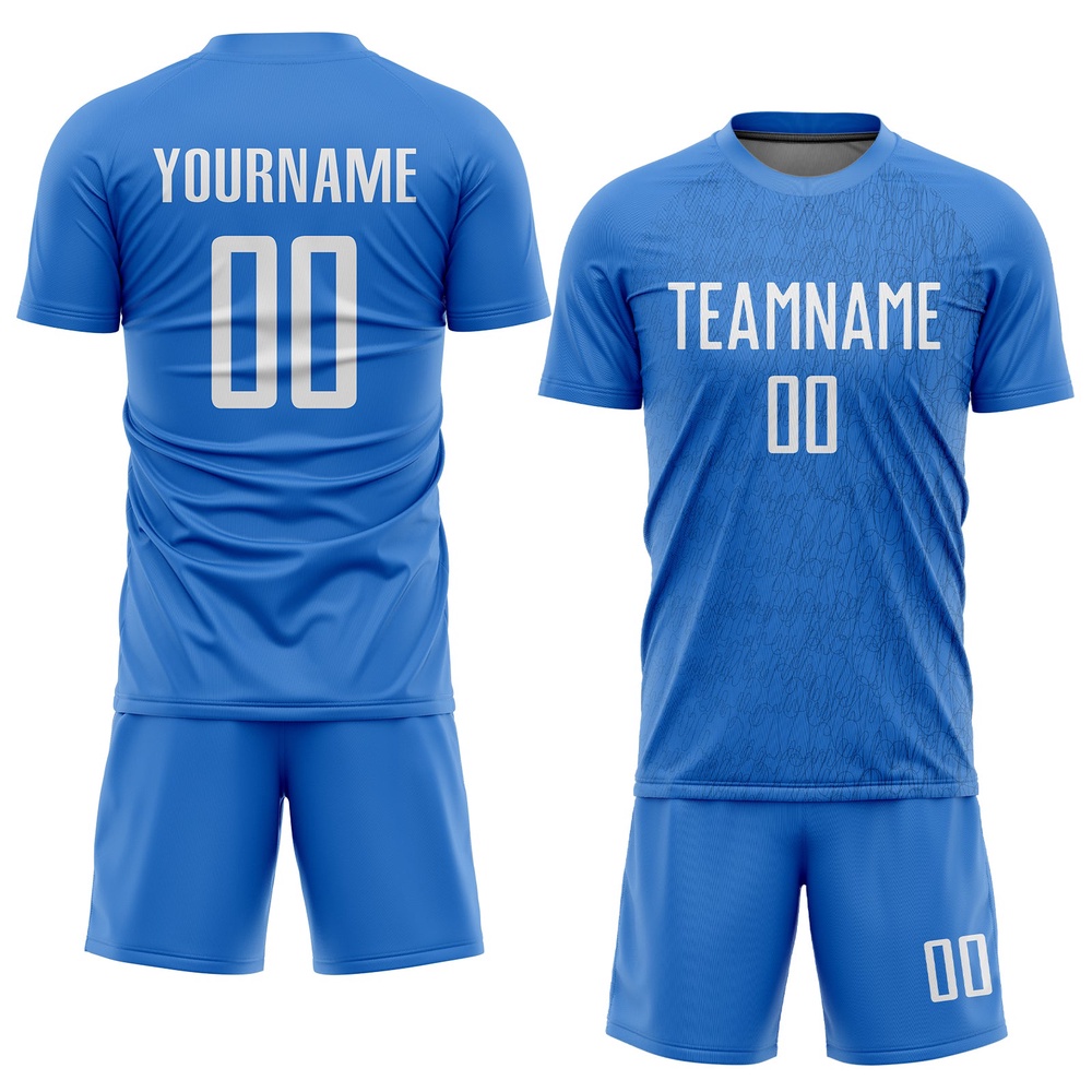 Light Blue White Sublimation Soccer Uniform Jersey, Custom Team Soccer Jersey Shirt