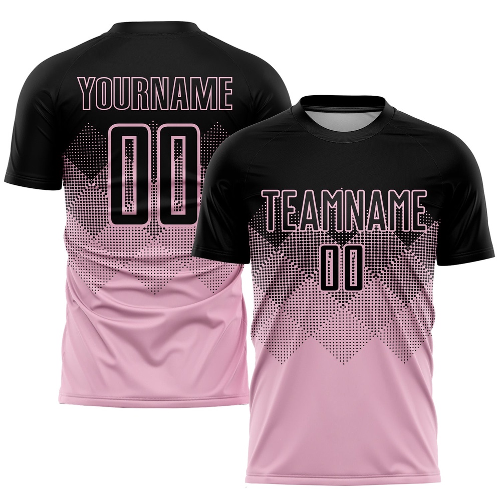 Light Pink Black Sublimation Soccer Uniform Jersey, Custom Team Soccer Jersey Shirt