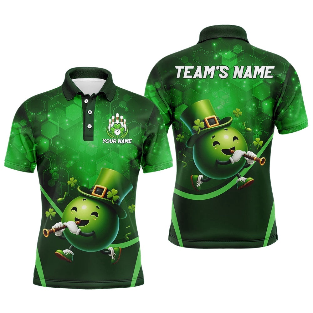 Lucky Bowling Shirt For Men St. Patrick Day Bowling Shirt Custom Green Polo Shirt, Personalized Bowling Team Shirt Lucky Bowling Shirt For Men St. Patrick Day Bowling Shirt Custom Green Polo Shirt, Personalized Bowling Team Shirt
