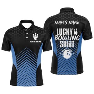 Lucky Bowling Shirt, Funny Blue Polo Bowling&hellip;