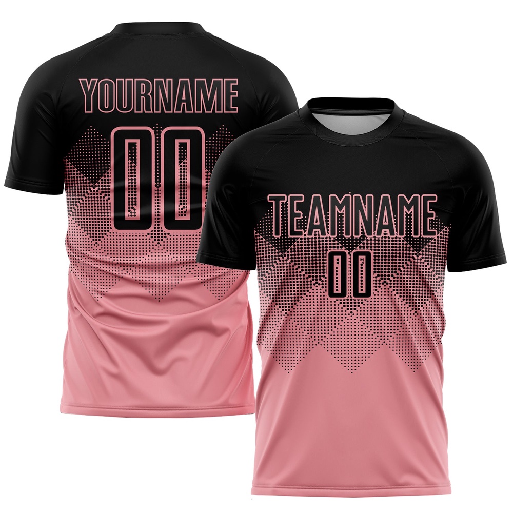 Medium Pink Black Sublimation Soccer Uniform Jersey, Custom Team Soccer Jersey Shirt Medium Pink Black Sublimation Soccer Uniform Jersey, Custom Team Soccer Jersey Shirt