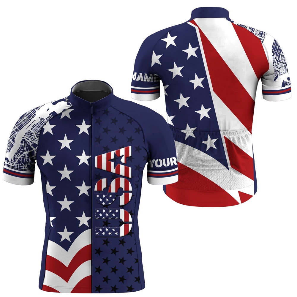 Men  And  Women American Cycling Jersey With 3 Pockets  And  Full Zip Usa Bike Shirt Gear, Custom Mono Cycling Jersey