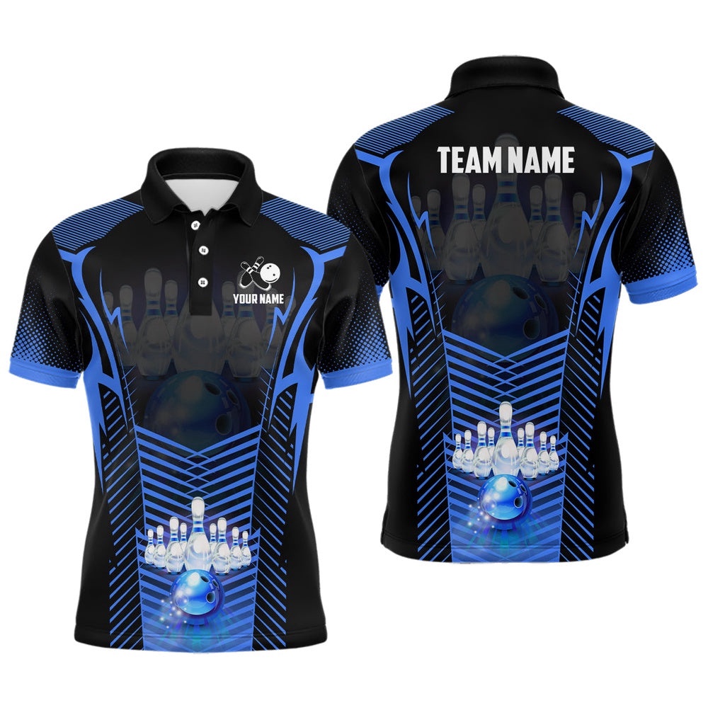 Men Bowling Polo Shirt Custom Bowling Ball And Pins Team League Polo Shirt, Gifts For Bowlers Blue, Personalized Bowling Team Shirt Men Bowling Polo Shirt Custom Bowling Ball And Pins Team League Polo Shirt, Gifts For Bowlers Blue, Personalized Bowling Team Shirt
