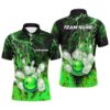 Men Bowling Polo Shirt Custom Lightning Storm Vintage Bowling Team Polo Shirt, Gift For Bowlers Blue, Personalized Bowling Team Shirt