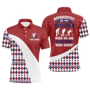 Men Bowling Shirt Red Argyle Bowling Polo&hellip;