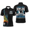 Men Flame Polo Bowling Shirt Cool Skull Pins Black Bowling Short Sleeve Men Bowlers, Personalized Bowling Team Shirt