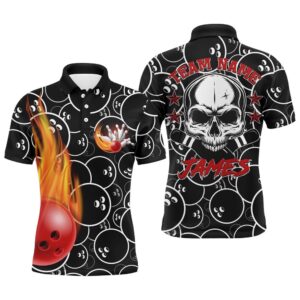 Men Flame Polo Bowling Shirt Cool Skull&hellip;