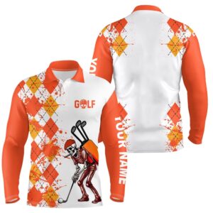 Men Golf Polo Shirts Argyle Pattern Custom Skull Golf Outfit Men Golf Attire For Men s Orange Golf Polo Shirt Golf Shirts 2 e5ryrj.jpg