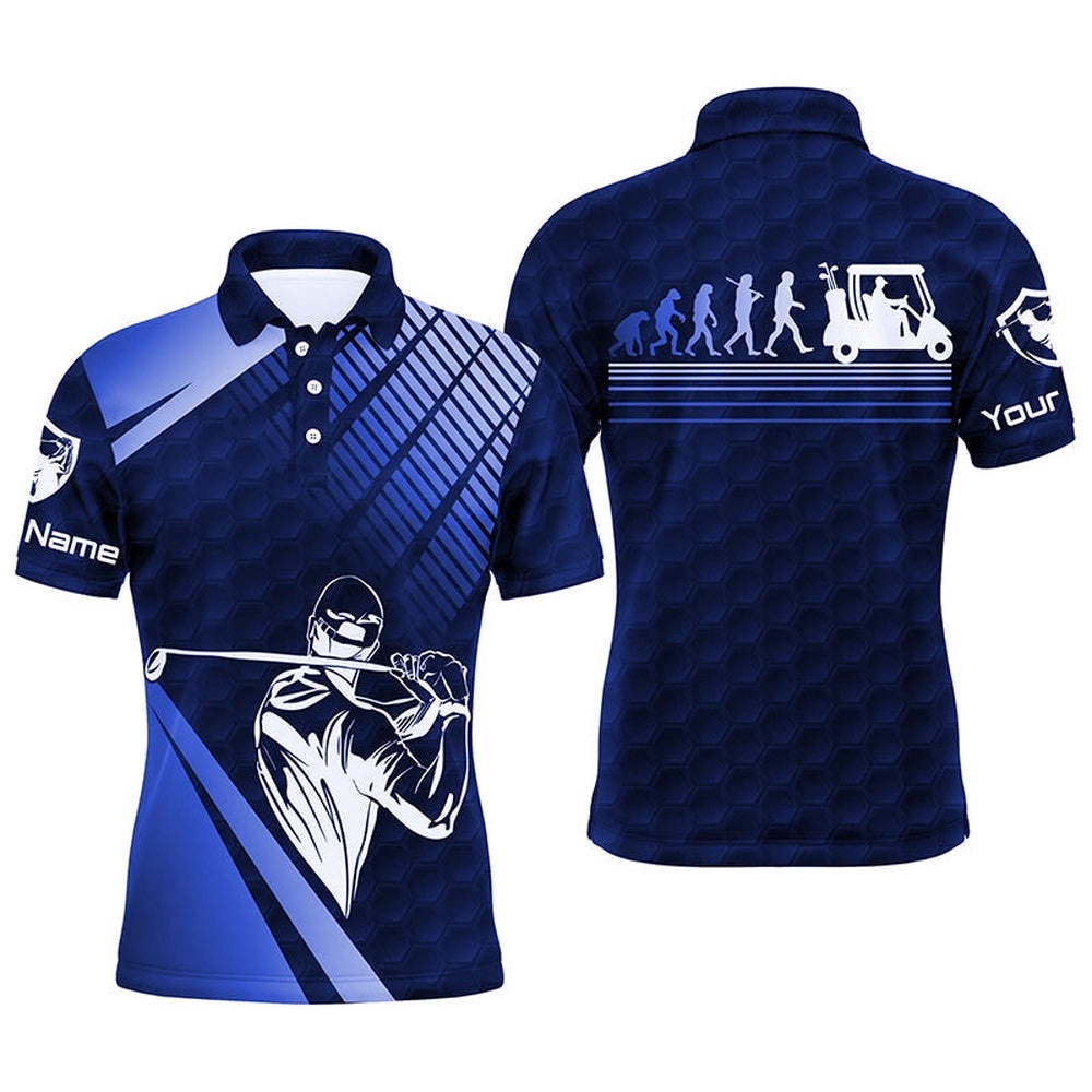 Men Golf Polo Shirts Custom Name Blue Golf Evolution Men Golf Top, Funny Golf Polo Shirts For Men’s, Golf Polo Shirt, Golf Shirts