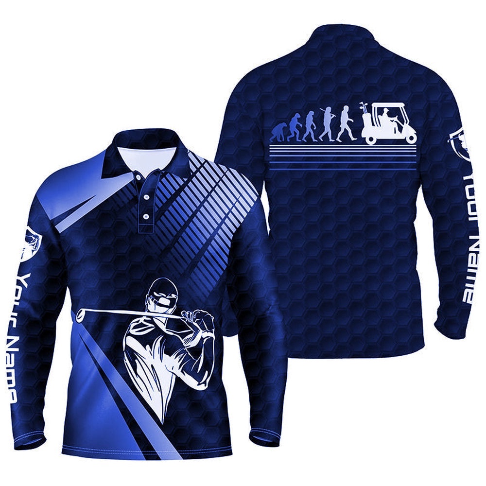 Men Golf Polo Shirts Custom Name Blue Golf Evolution Men Golf Top, Funny Golf Polo Shirts For Men’s, Golf Polo Shirt, Golf Shirts