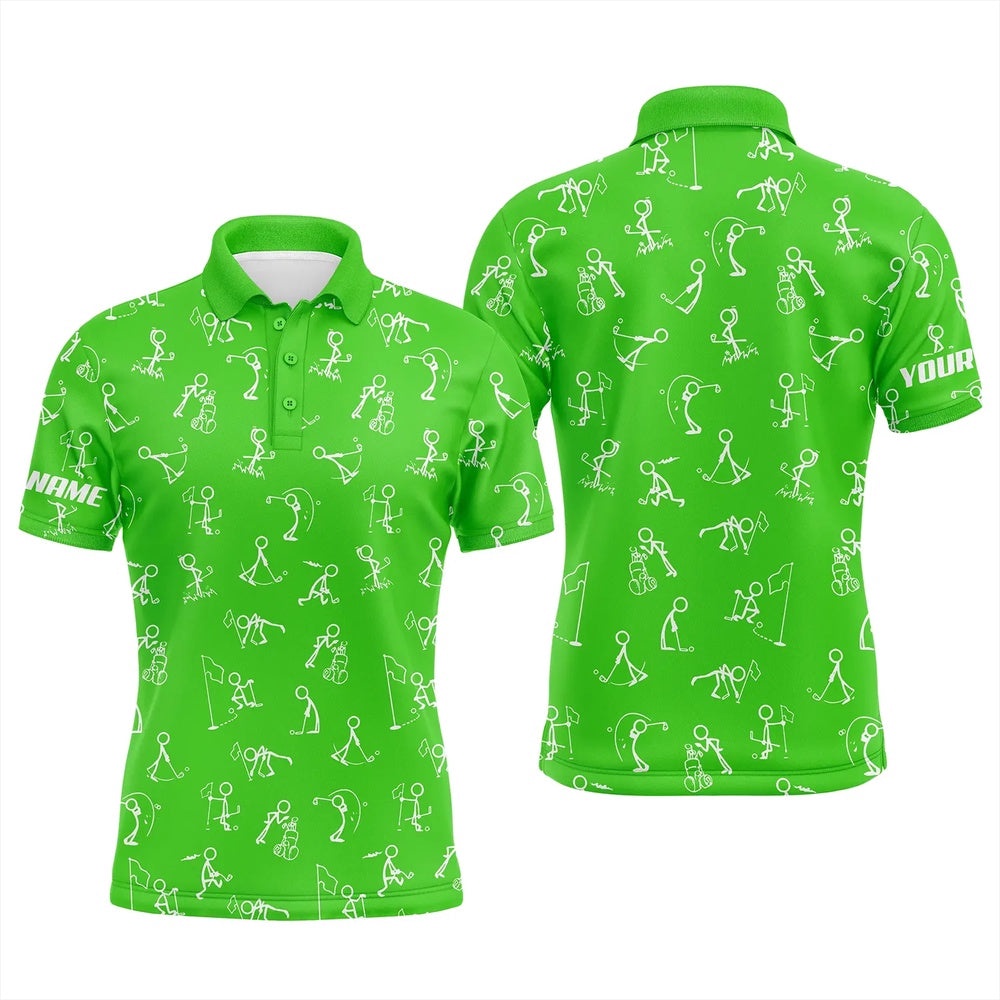 Men Golf Polo Shirts Custom Name Funny Golf Pattern Green Polo Shirt Best Men’s Golf Wear, Golf Polo Shirt, Golf Shirts