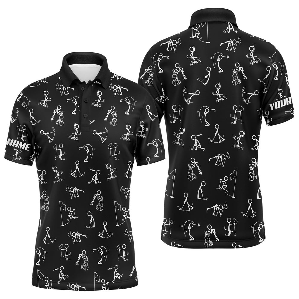 Men Golf Polo Upf Shirts Custom Name Funny Golf Pattern, Black Polo Shirt, Golf Polo Shirt, Golf Shirts