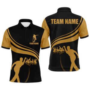 Men Polo Bowling Shirt Black And Gold&hellip;
