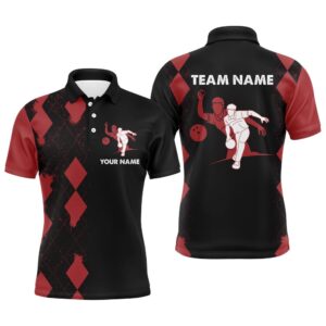 Men Polo Bowling Shirt Name, Red&Black Bowler&hellip;