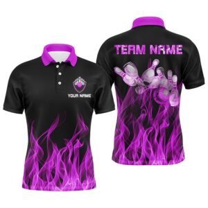 Men Polo Bowling Shirt Purple Flame Bowling&hellip;