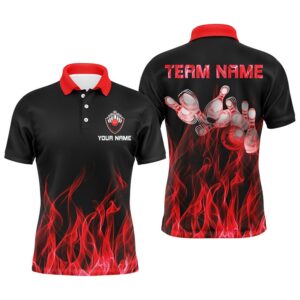 Men Polo Bowling Shirt Red Flame Bowling&hellip;