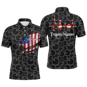 Men Polo Shirt Black Bowling Ball Customize&hellip;