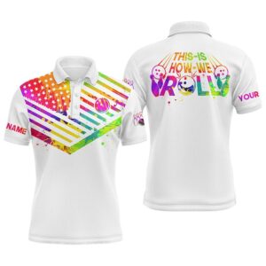 Men’s Bowling Shirt Watercolor American Flag Custom&hellip;