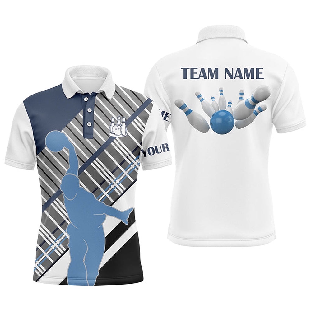 Men’s Bowling Short Sleeve Polo Shirt Custom Name Team Men Bowlers Polo Shirt, Bowling Gift For Men, Personalized Bowling Team Shirt
