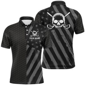 Men’s Golf Polo Shirt Black American Flag&hellip;