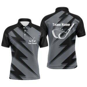 Men’s Golf Polo Shirt Black Lightning Custom&hellip;