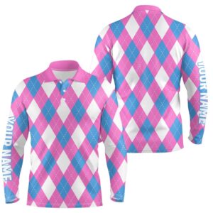 Men s Golf Polo Shirt Custom Pink Blue And White Argyle Plaid Pattern Golf Attire For Men Golf Polo Shirt Golf Shirts 2 psczha.jpg