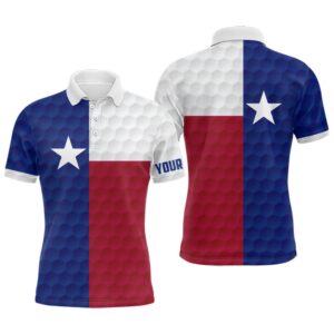 Men’s Golf Polo Shirt Custom Texas Flag&hellip;